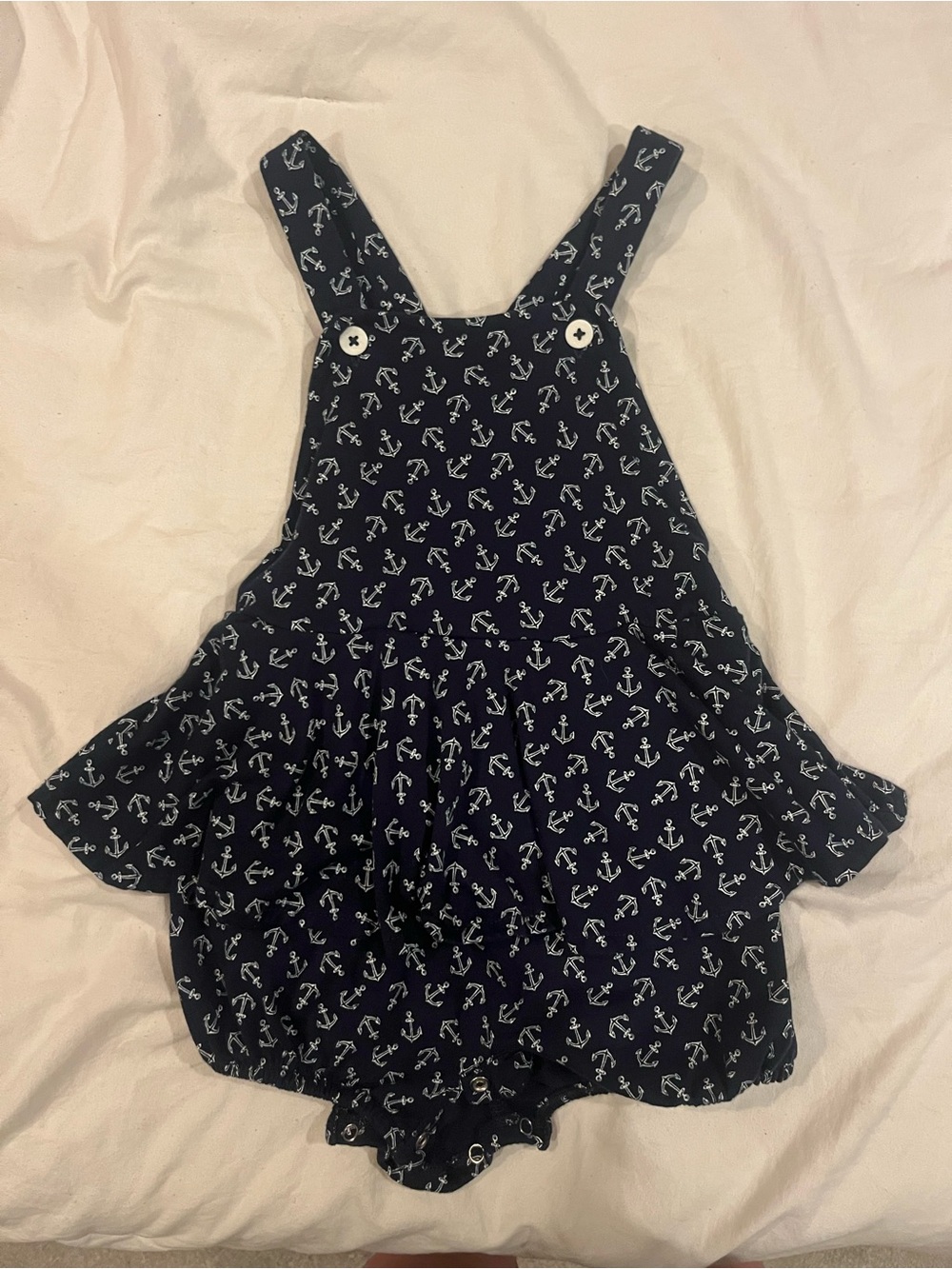 Ralph Lauren Navy and White Anchor Print Romper 9m